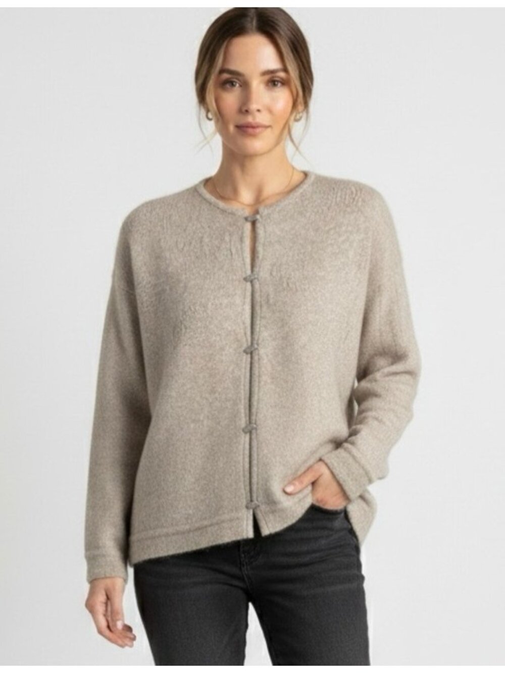 Merino Mink Brown Wool Possom Fur Cardigan - Small, made in New Zealand 🇳🇿